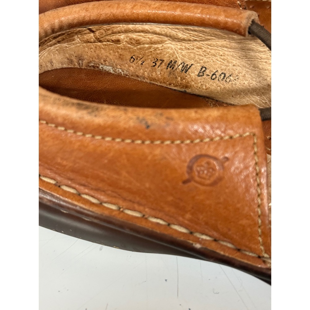 Born Handcrafted Leather Sandals Womens 6.5 Tan Brown Slip On Elastic - Picture 7 of 7
